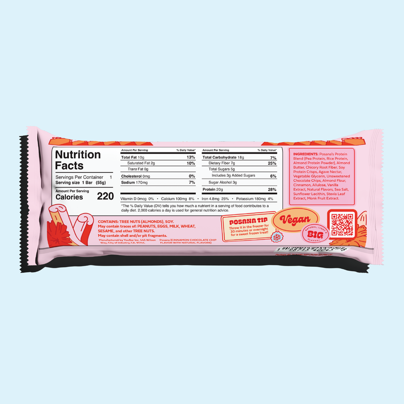 Ingredient list for Posana Cinnavanilla Protein Bar (4-pack)