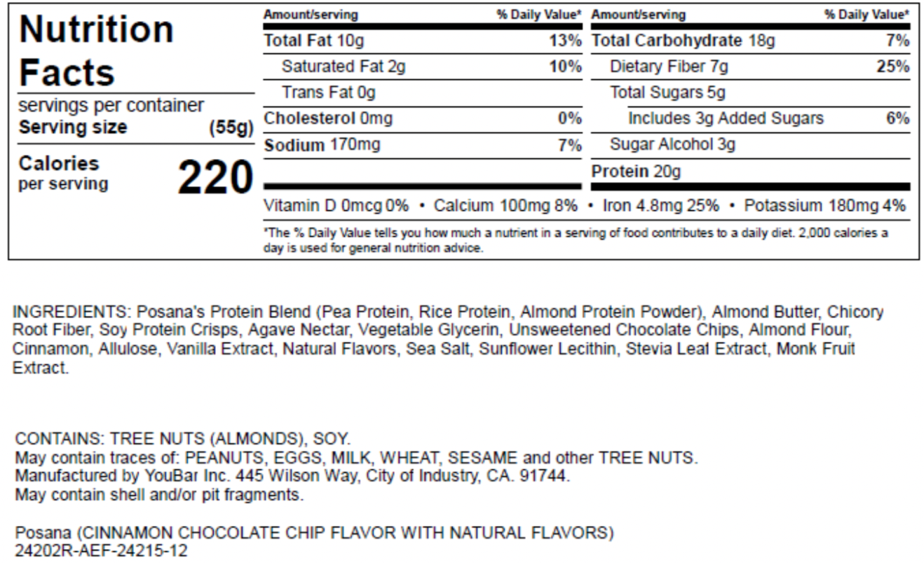 Posana Cinnavanilla Protein Bar (12-Pack)